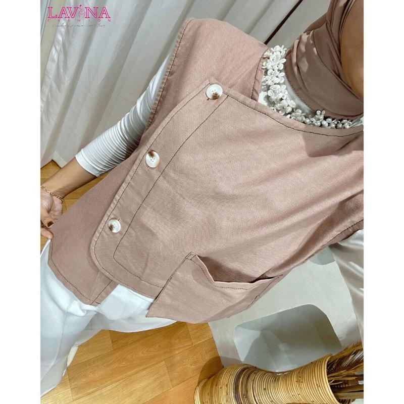 Lavina VOP256 | Novira Outer Vest Katun Premium Kancing Depan dengan Saku 8