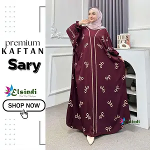 Elsindi Batik Kaftan Premium Motif Sary bahan Rayon Super Adem Tebal Jumbo Allsize Lengan Panjang Anggun Elegan Mewah Gamis kaftan kelelawar