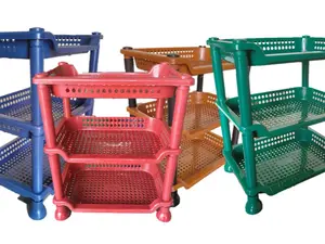 Omahqu Rak Mini 3 Susun - CIAMIKK & TERLARIS - Tempat Penyimpanan Praktis & Hemat Ruang, Rak Skincare, Rak Kosmetik, Rak Mja Kerja, Rak Bumbu, Rak Bongkar Pasang, Plastik Bebas BPA, Merah, 27x19x32 cm