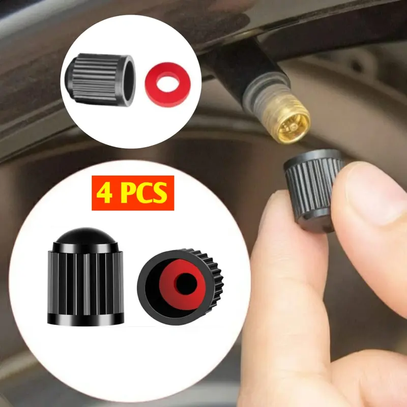 [4pcs] Tutup Pentil Ban Dengan Karet Ring Mobil Sepeda Motor Anti Debu Bocor Seal Universal Nitrogen Tire Valve Cap Car Kendaraan 0
