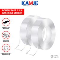 Gambar KAMJE Double Tape Perekat Gel Adhesive Washable Sticker Selotip Bolak Balik Kuat Bening - KMJ005 - 200 x 2 CM dari KAMJE Official Store Kota Administrasi Jakarta Barat 1 Tokopedia