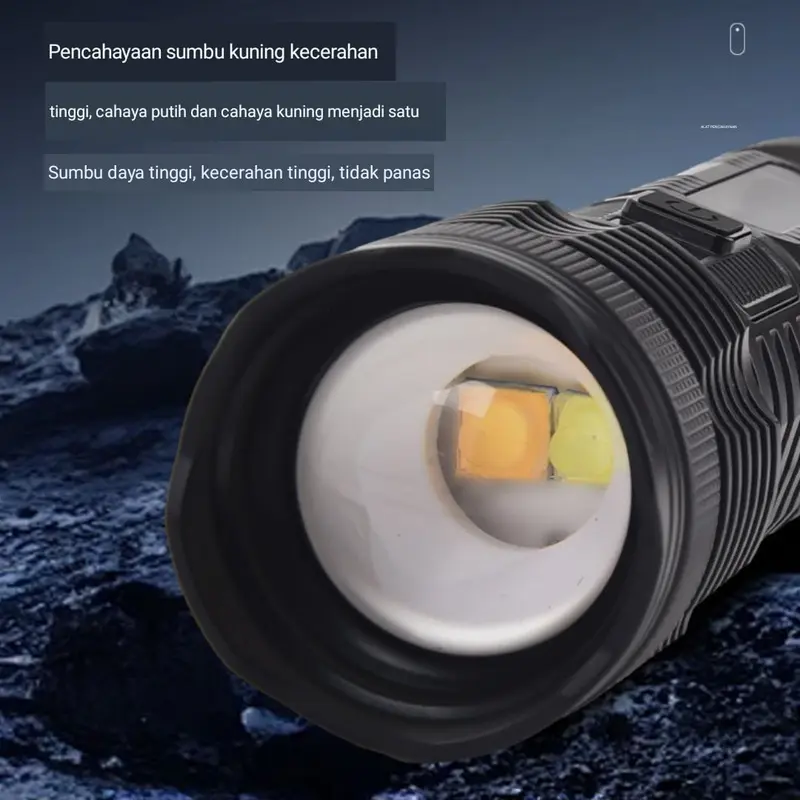 SENTER LED 2 CAHAYA 2458 - BISA DI ZOOM - CAHAYA TERANG - JARAK JAUH - INDIKATOR DIGITAL - BISA JADI POWERBANK - TYPE-C 4