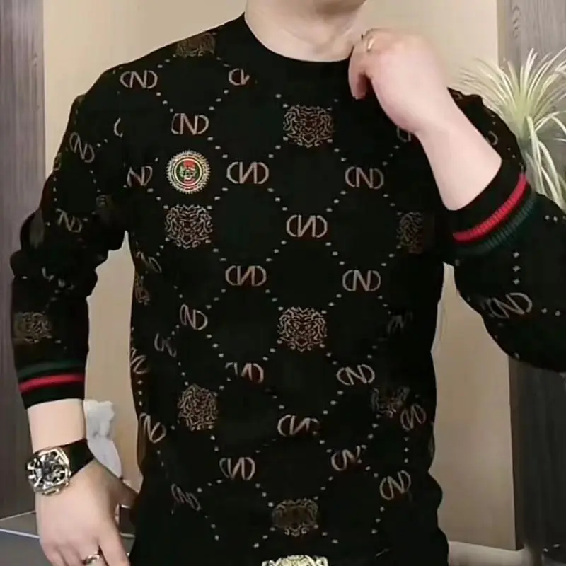 Men's high-end long sleeved t-shirt, fashionable hoodie, casual new base shirt Menswear Sweaters
