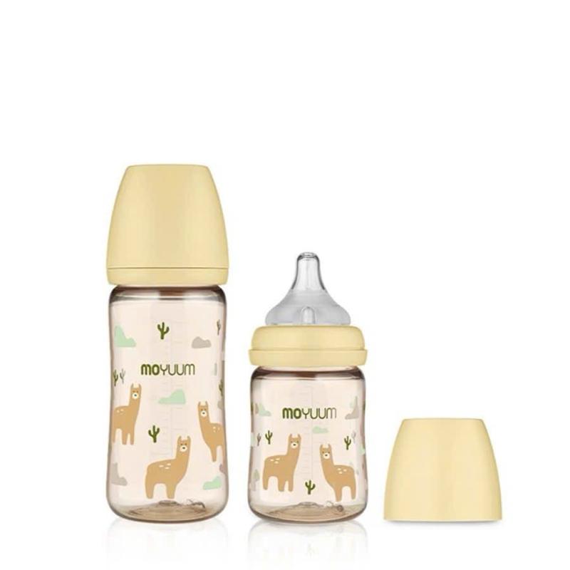[Deal Hời] Combo 2 Bình sữa cho bé tập uống Moyuum Hàn Quốc 170ml/270ml với núm mềm lắp chặt Cho Bé Trai Bé Gái