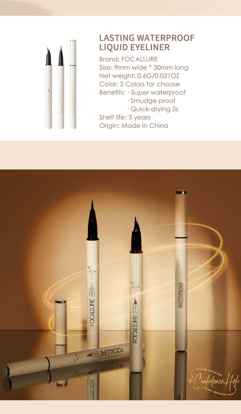 [Official] FOCALLURE Ultra Fine Liquid Eyeliner Quick-dry tahan air #ConfidenceHalo