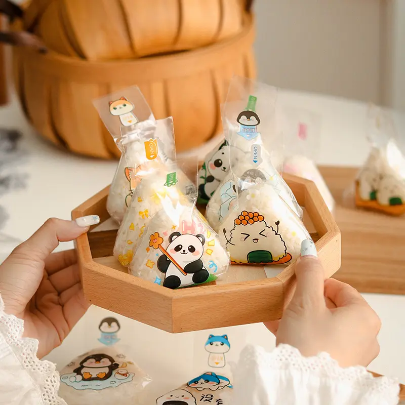 Túi Đựng Cơm Nắm Hình Tam Giác, Túi Đựng Bao Bì Tách Rời Dễ Rách, Cấp Thực Phẩm, Thích Hợp Làm Khuôn Làm Nóng Bằng Vi Sóng, Thiết Kế Hoạt Hình Dễ Thương, Phong Cách Sushi Nhật Bản 3
