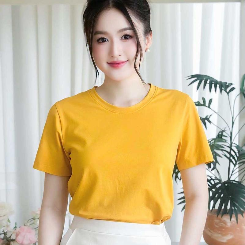  Áo Thun Trơn Cổ Tròn Nữ TOLI BSB07 – Form Suông Vừa Vặn Cotton Mềm Mịn 16 Màu Cực Xinh 