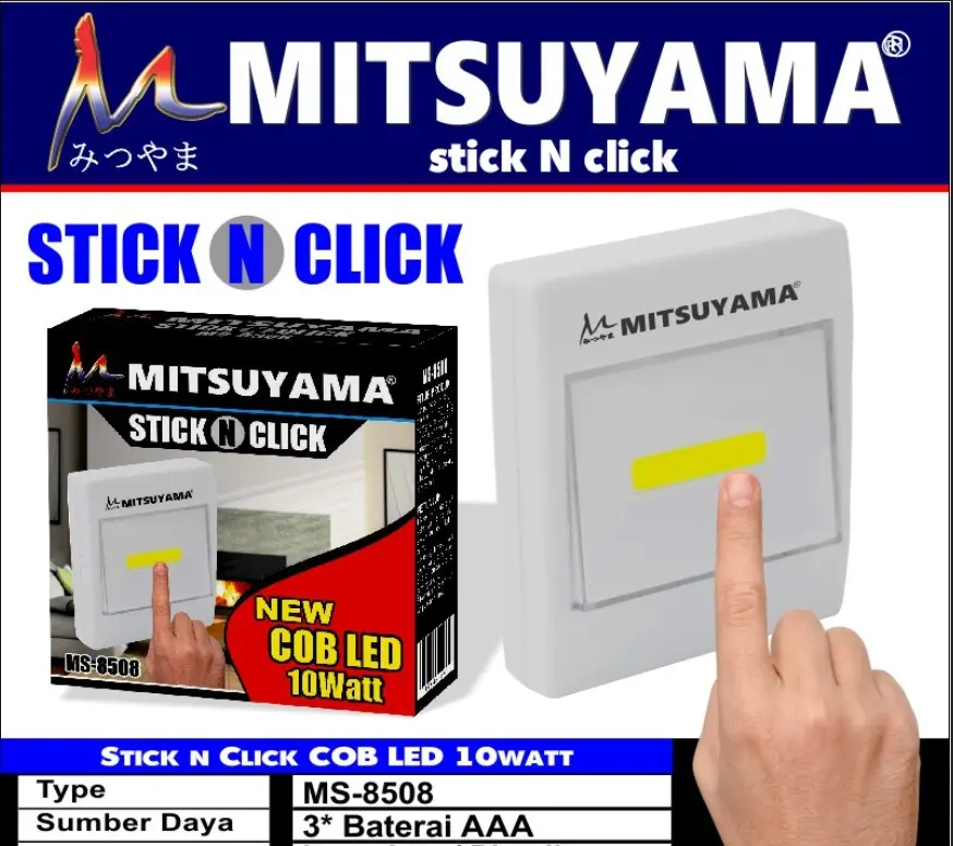 LAMPU DINDING LED MITSUYAMA STICK AND CLICK LAMPU DINDING BATRE MITSUYAMA LED WALL LAMP LED BATTERY MS-8508