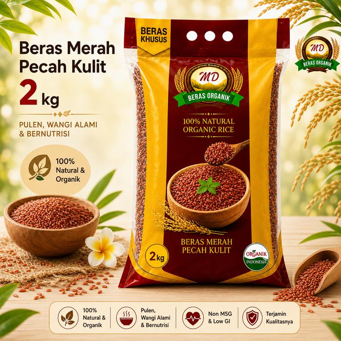 Gambar MD Organic Red Rice Pecah Kulit 2kg dari MD Organic Store Kota Tangerang Selatan Tokopedia