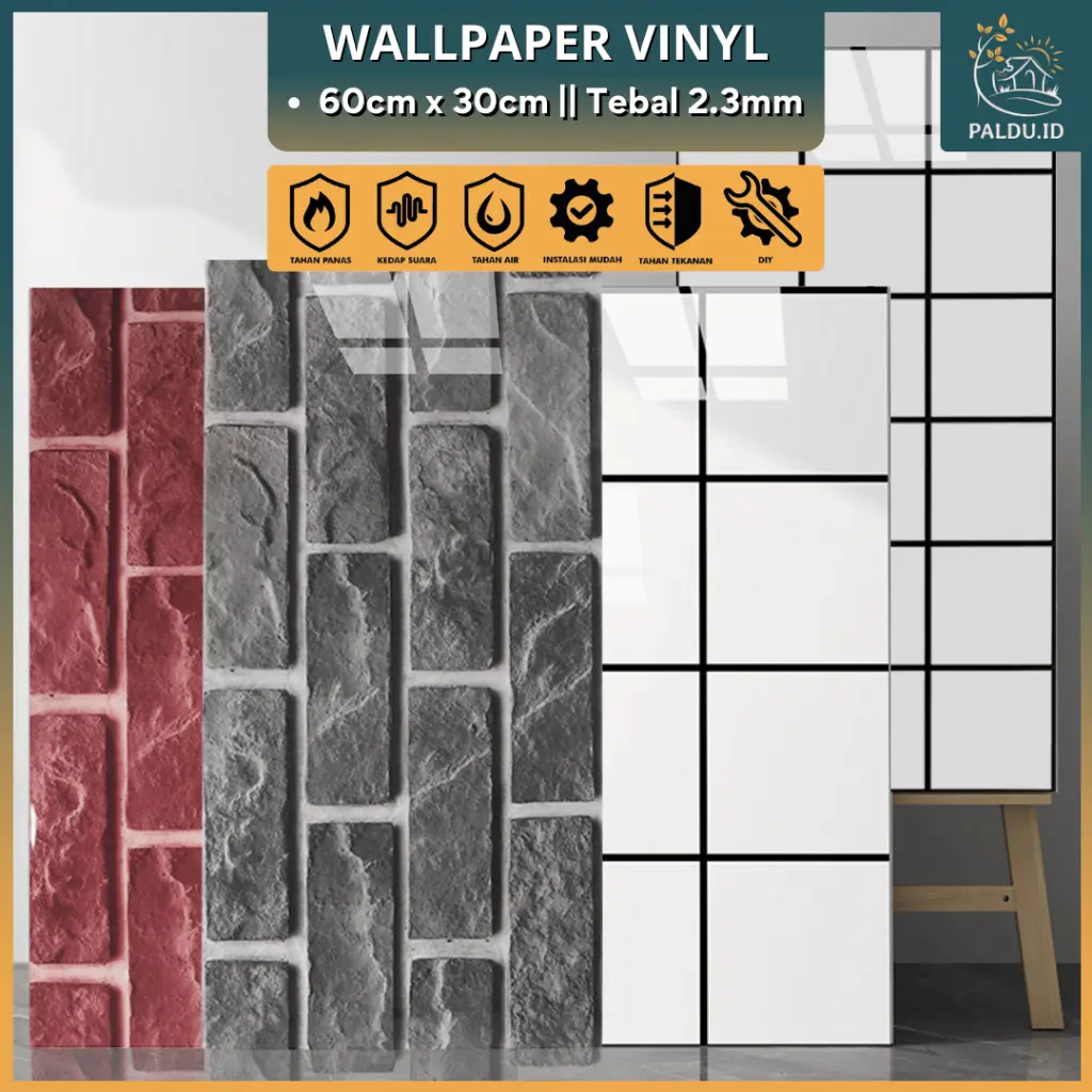 Paldu ID - WALLPAPER 3D VINYL GRANIT MARBLE BATU BATA Ukuran 30cm x 60cm / STICKER 3D VINYL GRANIT MARBLE BATU BATA Ukuran 30cm x 60cm / Stiker Wallpaper Vinyl 3D Ruang Tamu Dinding Kamar Plafon Kamar Mandi Keramik Lantai Dapur Lemari Meja Kayu Cabin