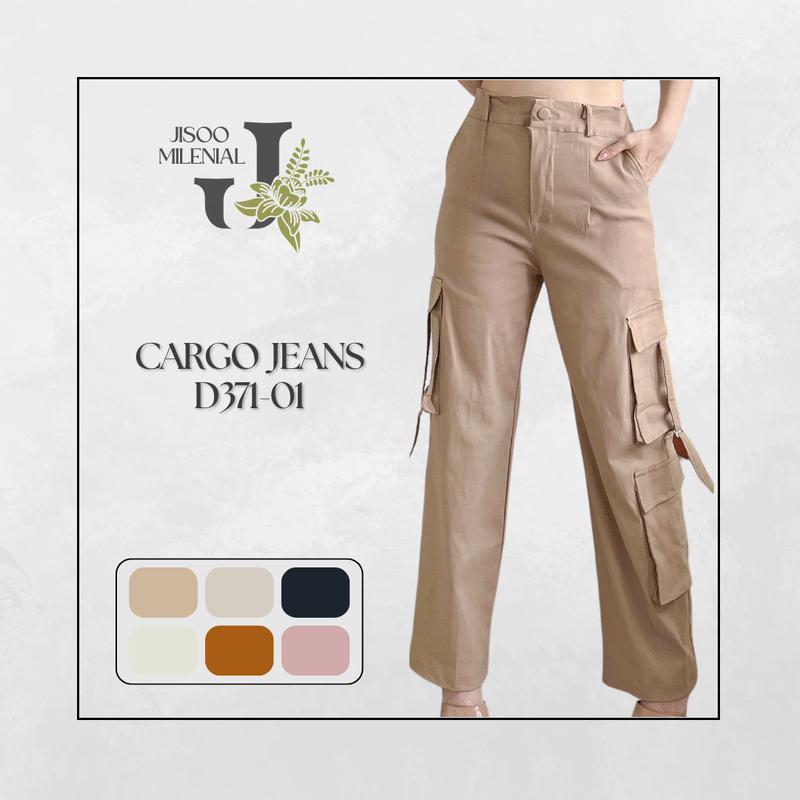 JISOO Celana Wanita Import Soft Jeans Cargo 371 cargo  jeans 2