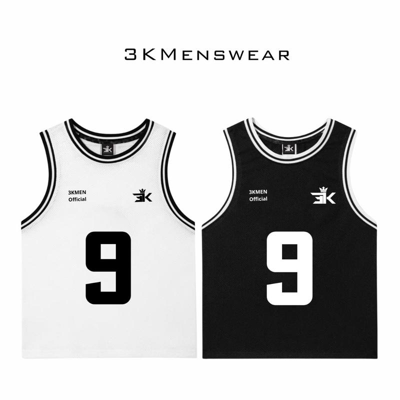 Áo tanktop, Áo ba lỗ 3KMENSWEAR lưới mè thể thao in Số 9 bo tay viên co giãn, thoáng mát