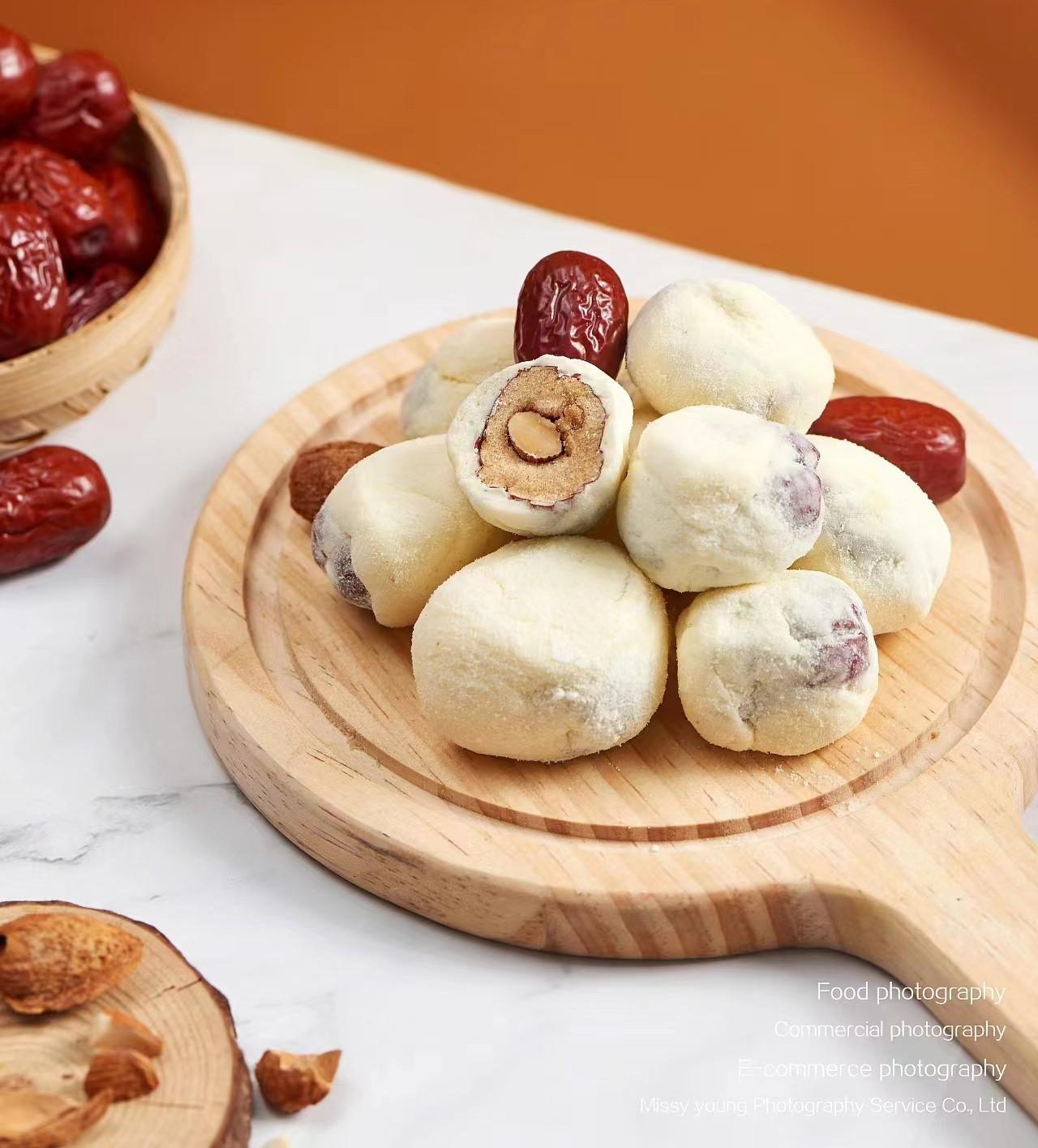 มาใหม่ ขนมพุทราจีนสอดไส้อัลมอนด์นมชีส เคลือบนมชีสอร่อยๆ ชีสยืดด ทุเรียน ข้าวโอ๊ต500กรัม