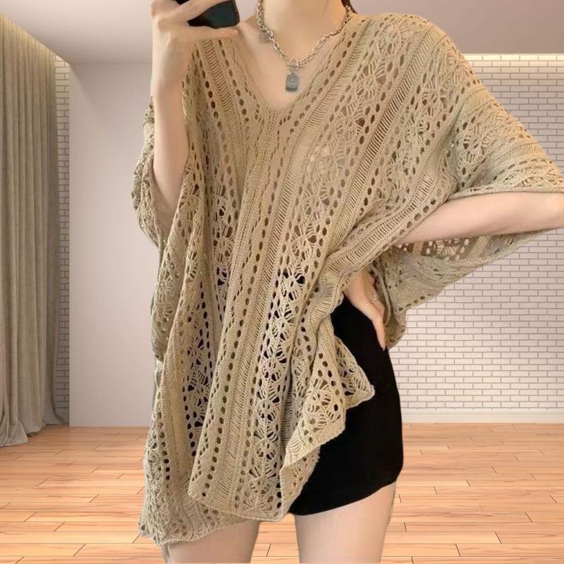 Áo Cardigan Khoét Lỗ Dệt Kim Kiểu Pháp, Hàng Mới Về Năm 2025, Áo Mặc Bên Ngoài Xuyên thấu Mỏng Và Rộng Mùa Hè Cho Nữ, Dễ Phối Đồ, Thích Hợp Để Xếp Lớp áo choàng mỏng bên ngoài