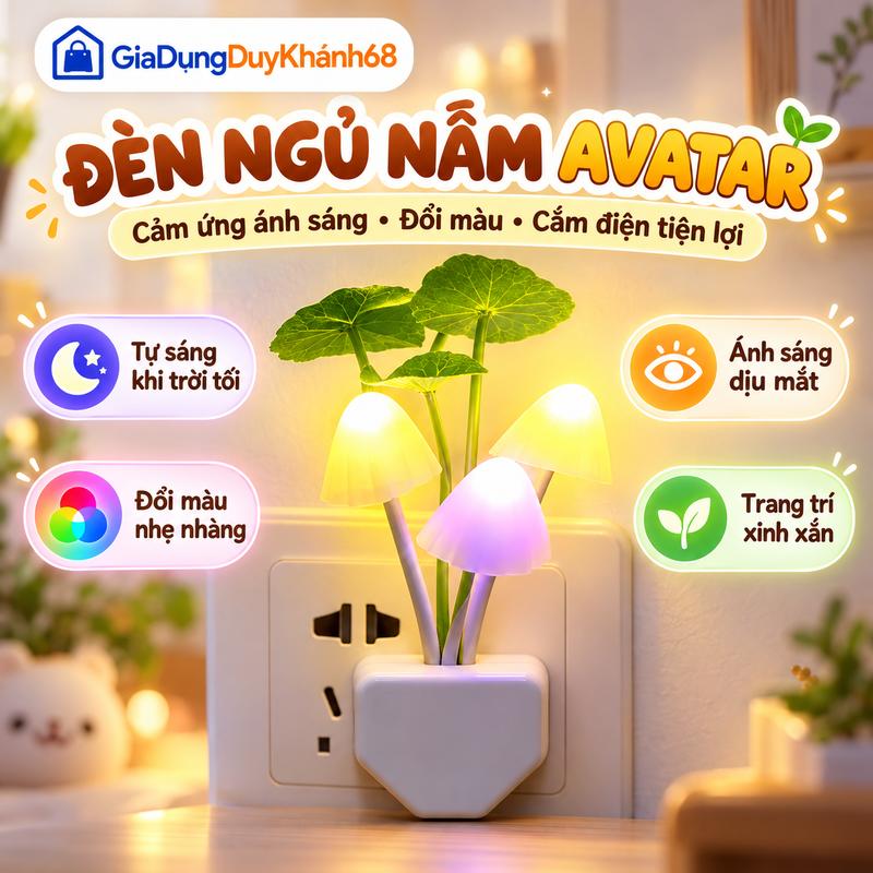 Đèn Ngủ Nấm Avatar Cảm Ứng Đổi Màu, Đèn LED Mini Hình Cây Nấm Dễ Thương, Đèn Decor Trang Trí Phòng Ngủ Bàn Học | GiaDụngDuyKhánh68