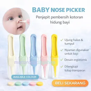 Macaronbabyshop Pembersih Hidung Bayi dengan Klip Nasal Mucus & Bola Kapas Ujung Halus Tumpul Nyaman Digunakan Dilengkapi Tutup Transparan untuk Perawatan Bayi