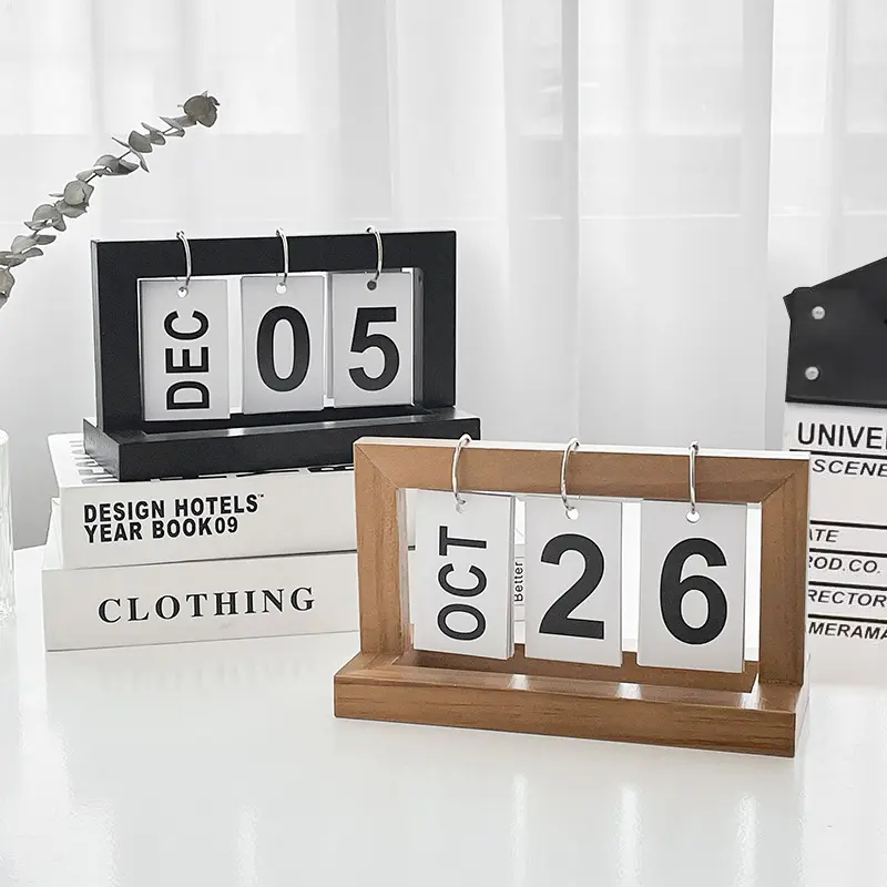 Nordic Simple Flip Calendar Ins Calendar Wooden Block Desk Calendar for Home Office Decor