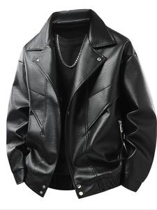 注目 送料無料 メンズファッションバイクジャケット PUレザー ジッパースタンドカラー カジュアルコート 秋冬用 耐久性のあるアーバンスタイルアウターウェア