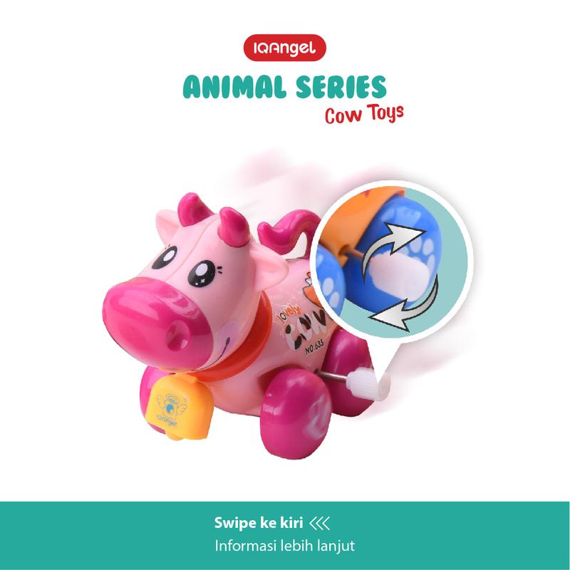 IQANGEL Cow Toys / Mainan Edukatif Bayi / Mainan Motorik Anak / Mainan Bentuk Sapi / Mainan Karakter Hewan / Mainan Hewan Lucu / Mainan Edukasi Anak / Mainan Putar 2