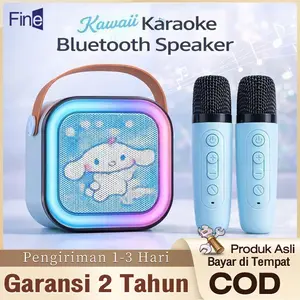 Fine [COD] Speaker Bluetooth K12 Karaoke 3D Stereo Full Bass - Set Dengan 2 Mic, Mini Portable Untuk Keluarga