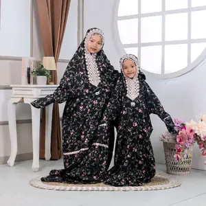 auliagallery95 mukena (terusan) anak series,katun foil premium,untuk usia 2-15 tahun Muslim Motif Bunga Cantik Panjang Lembut