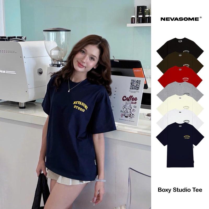 Áo Thun Studio Boxy Tee Nevasome Thêu Nổi Cotton 250gsm Local Brand Tay Lỡ Form Boxy Rộng Nam Nữ Menswear Womenswear