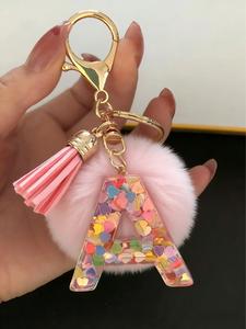 Llavero de resina colorida con diseño de letras y corazón, lindo llavero de gota de pegamento para bolsos y llaves, idea única de regalo para amigos y familia