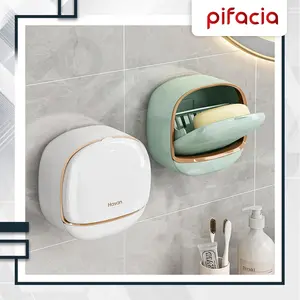 PIFACIA Rak Sabun Batang Tempel Dinding Aesthethic Dispenser Tempat Penyimpanan Tertutup Model Premium