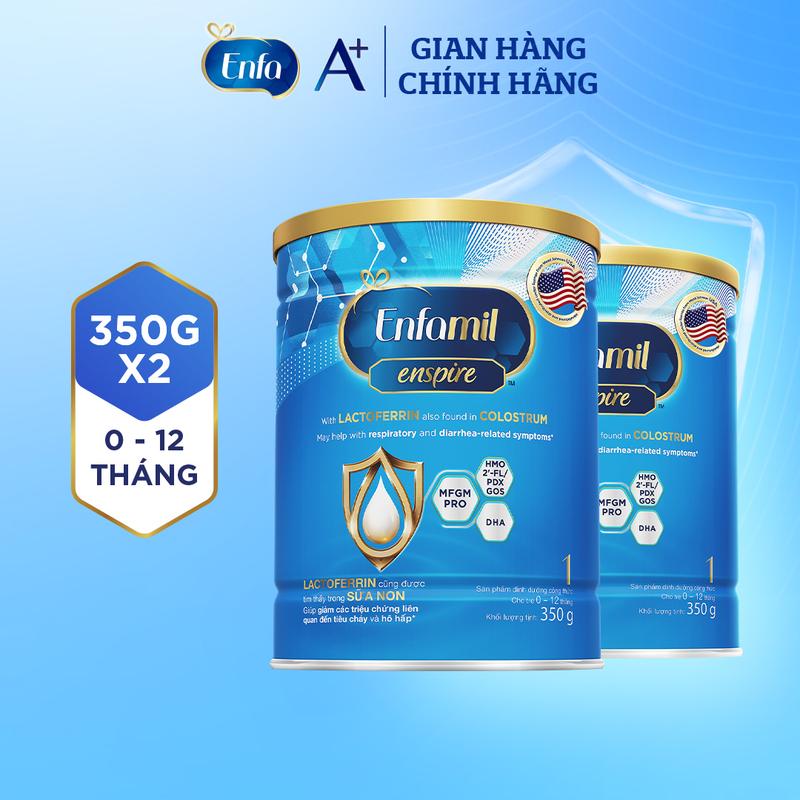 Bộ 2 lon sữa bột Enfamil Enspire 1 hỗ trợ đề kháng với Lactoferrin dành cho trẻ từ 0-12 tháng - 350g/lon