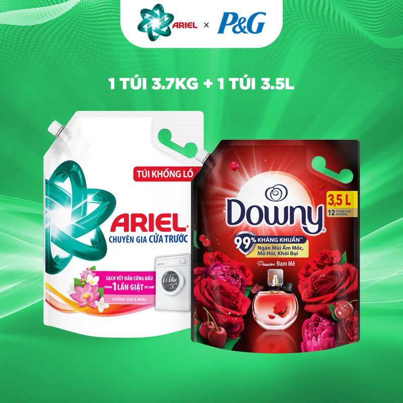 [Độc quyền KOC] Combo Nước Giặt Ariel Cửa Trên & Cửa trước các loại hương nước hoa 3.7kg - 4.1kg + Nước xả vải Downy 3.5L Các Loại Hương