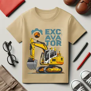 Atasan Lengan Pendek Baju Kaos Anak Laki Laki Motif Excavator Distro Lucu Fashion