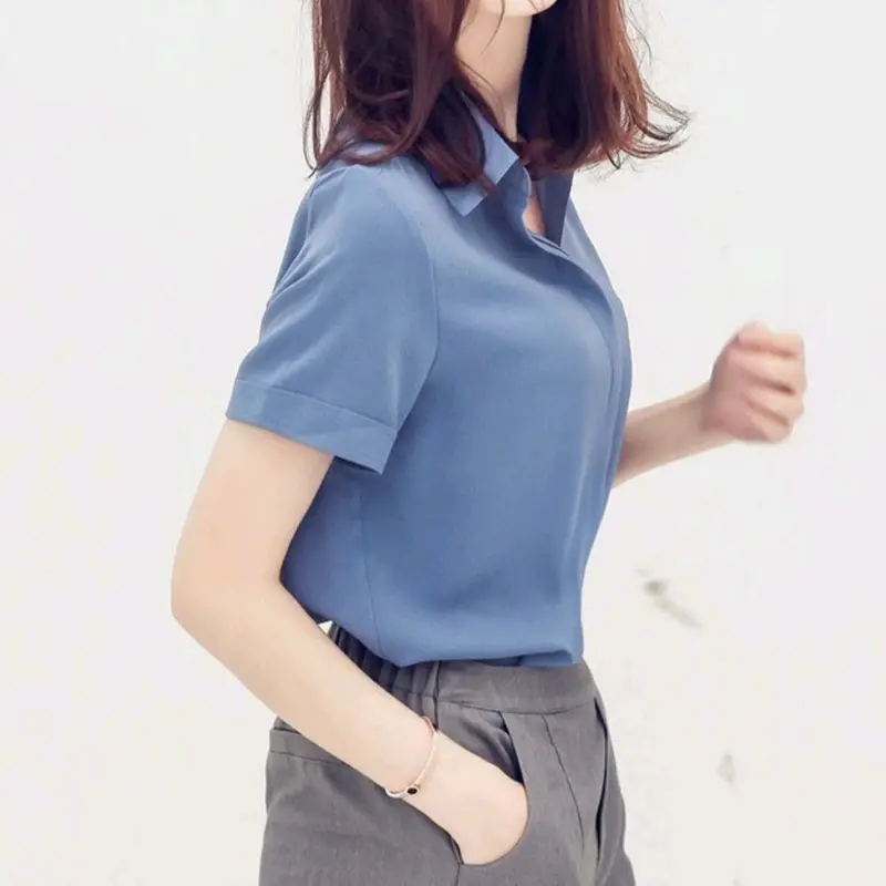 Kemeja atasan crop top wanita lengan pendek 1