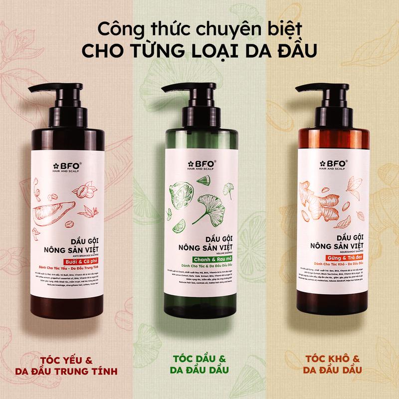  Dầu Gội Chiết Xuất Nông Sản Việt Gừng Bưởi Chanh 500ml | Làm Sạch Nuôi Dưỡng Da Đầu Tự Hào Hàng Việt 500ml 