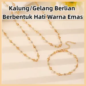 TerbaruKalung/Gelang Logam Berbentuk Hati dengan Berlian Warna Emas anti Kalung/Gelang Anti Karat & Anti Pudar model peri necklace