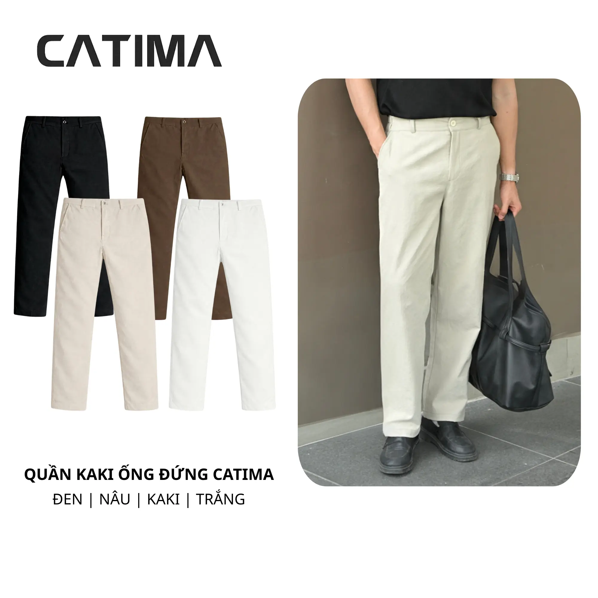 [DEAL MỞ BÁN] Quần Kaki Ống Đứng CATIMA Không Co Rút Cạp Nửa Chun Co Giãn Thoải Mái Trẻ Trung Unisex – QK63