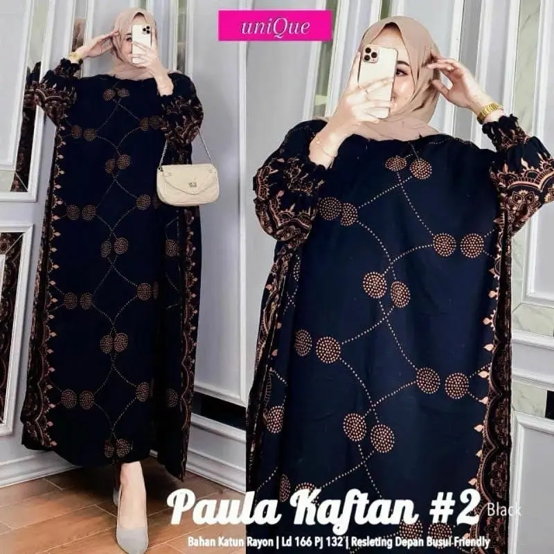 GROSIR KAFTA PAULA | KAFTAN SUPER  JUMBO LD 180 cm PJ 138 cm | DASTER LOWO TERMURAH Panjang Motif Dewasa Renda Lebaran