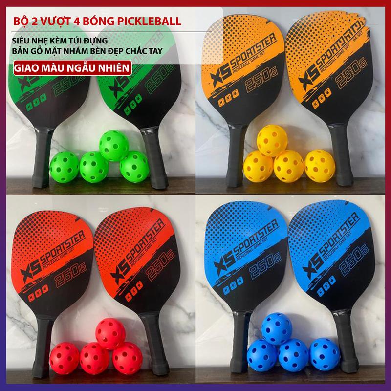 Bộ 2 Vợt Chơi Bóng Pickleball Siêu Nhẹ Kèm Túi Đựng 4 Quả Bóng Chuyên Nghiệp Bền Đẹp Chắc Tay