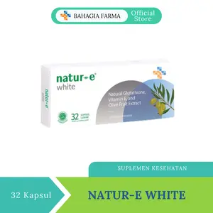 Natur-E White Suplemen Pencerah Kulit 1 Box 32 Kapsul Lunak Dengan Natural Glutathione 50mg Vitamin E 20IU & Olive Fruit Extract 50mg