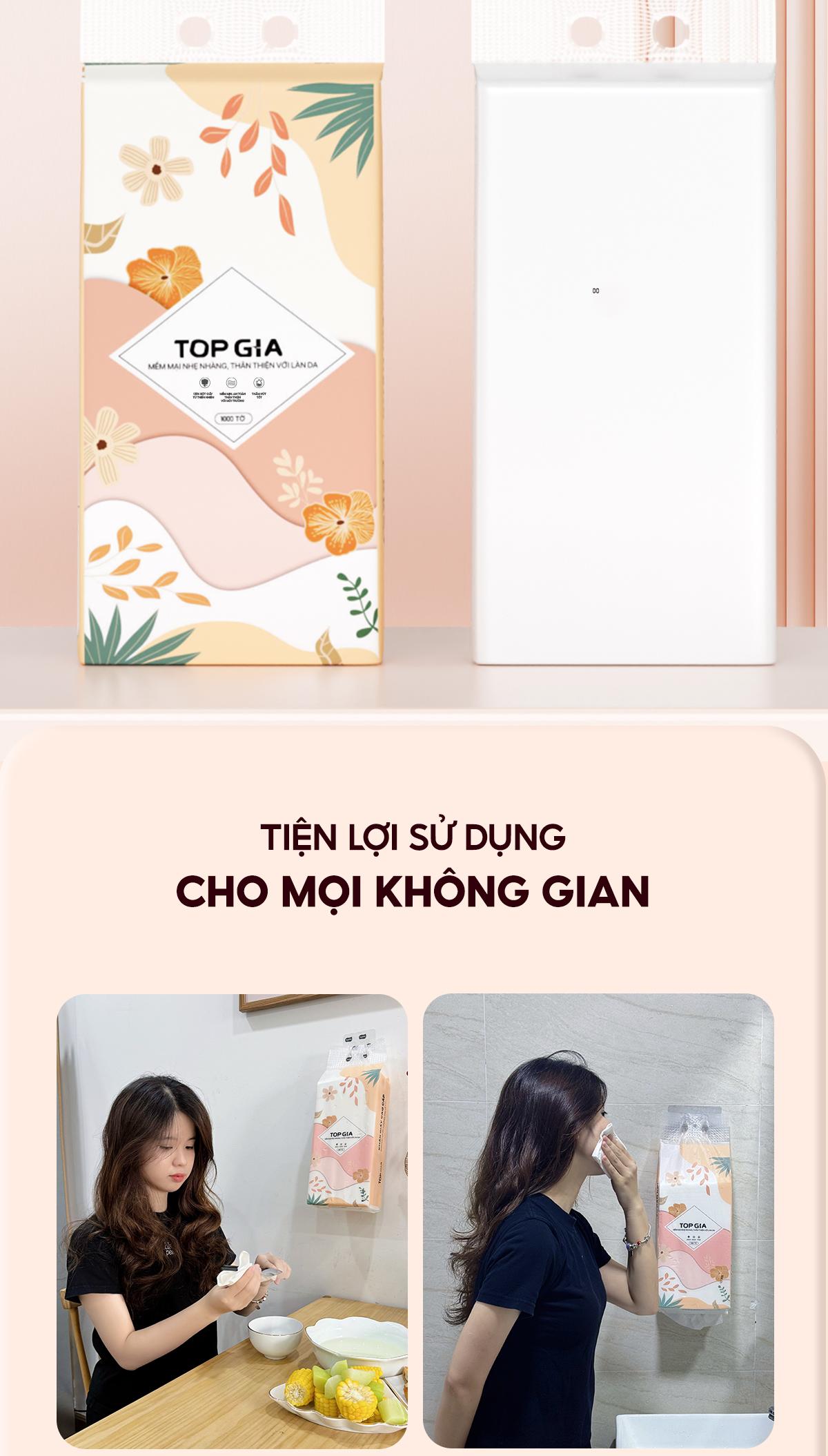 [GIẤY 4 LỚP - DÀY GẤP ĐÔI] COMBO THÙNG 6 BỊCH Khăn Giấy Rút Đáy Tiểu Hạ TOPGIA 4 Lớp Mềm Mịn, Thành Phần Bột Gỗ Tự Nhiên Thân Thiện An Toàn, Khăn Giấy Vệ Sinh 1000 tờ,4 lớp Tặng 2 móc treo tiện lợi ĐẠT QUY CHUẨN CỦA BỘ CÔNG THƯƠNG VTG86