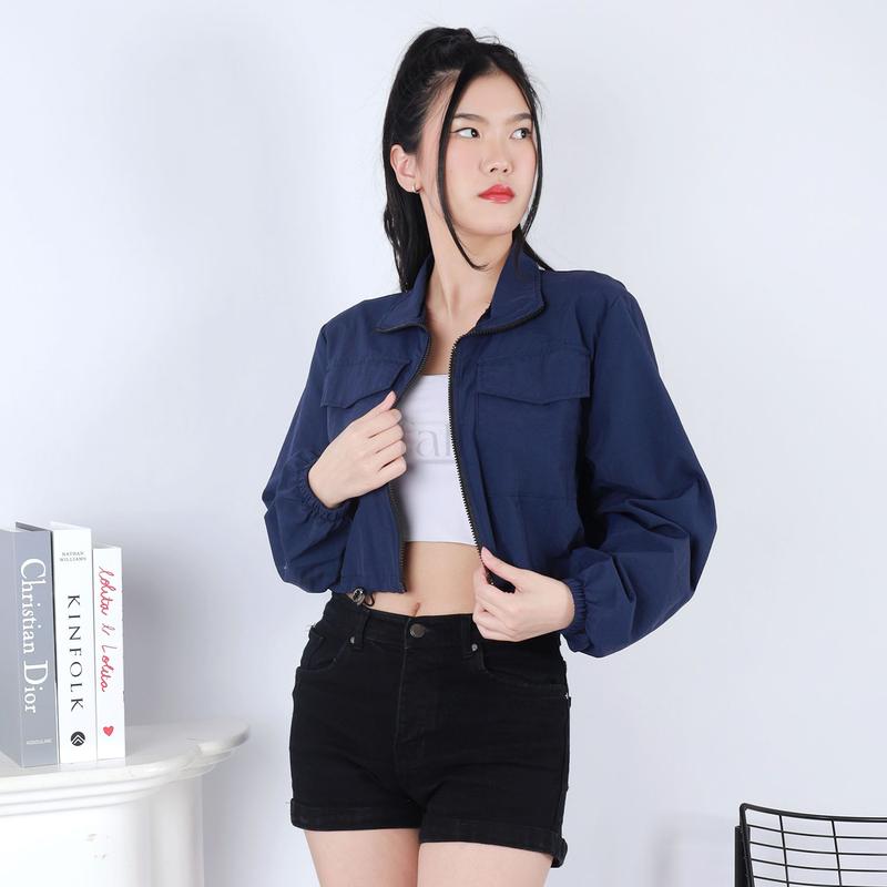 FALLY Fiona Jacket Crop Zipper Jaket Crop Parasut Wanita 5
