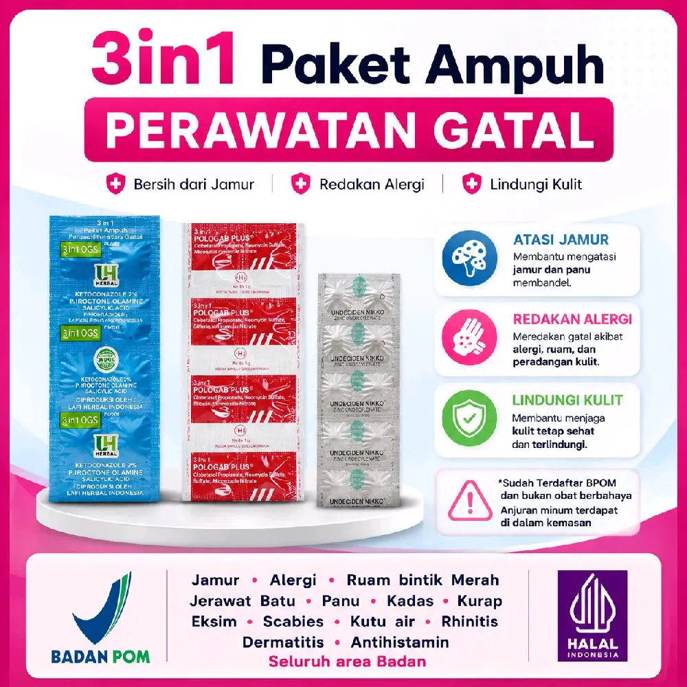 paket 3in1 polopar perawatan jerawat badan 3ksim j4mur bodycare
