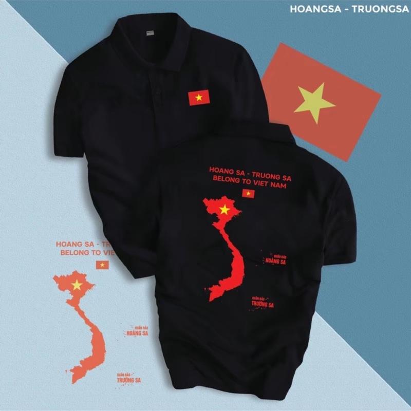 Áo cổ tròn Hoàng sa Trường Sa, bản đồ Việt Nam, áo in cờ tổ quốc, áo cộc tay có cổ  Shirt Menswear 7