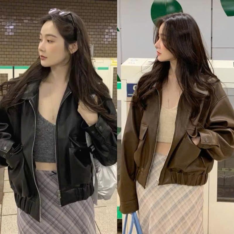 Áo khoác da trơn 2 lớp tay dài túi hộp phong cách hàn quốc , sang chảnh KAZYDRESS A067