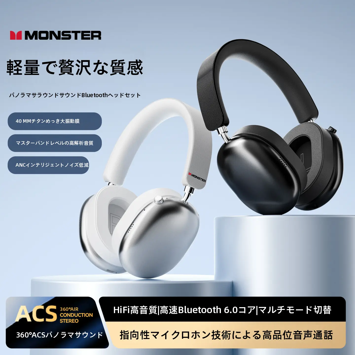 新作発売]Monster モンスターAH100 アウトドアゲーミング ヘッドホン