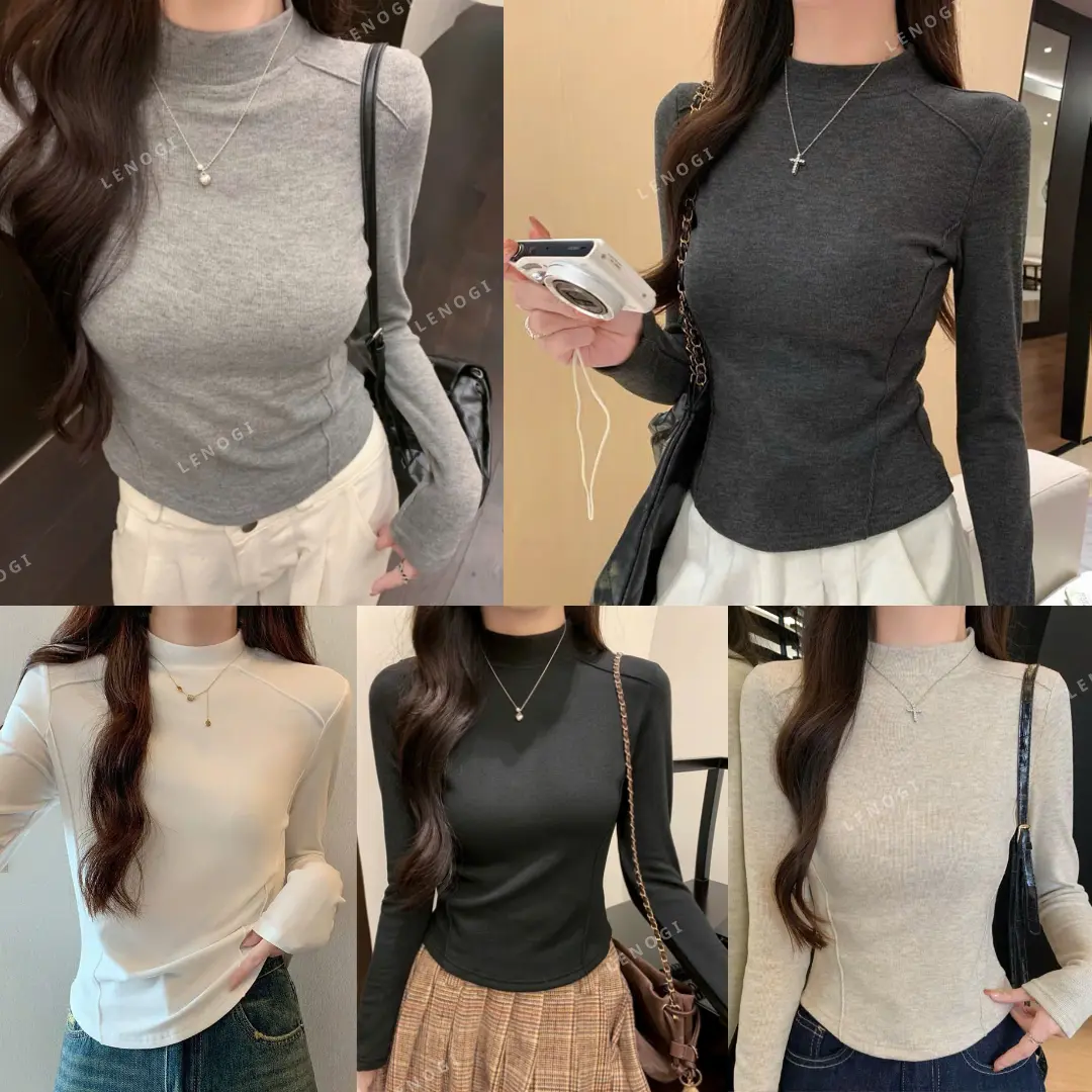 Áo giữ nhiệt tăm lông thỏ vạt bầu Lenogi Áo cổ 3p  chất liệu vải nỉ tăm thỏ ôm body giữ nhiệt tốt A46