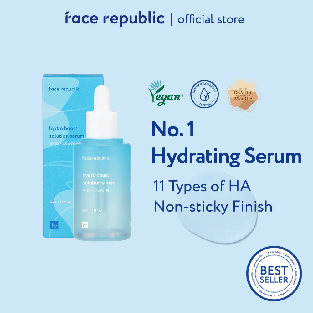 Face Republic Hydro Boost Solution Serum 45mL [Dry Skin | 11 Types of Hyaluronic Acids] | Vegan
