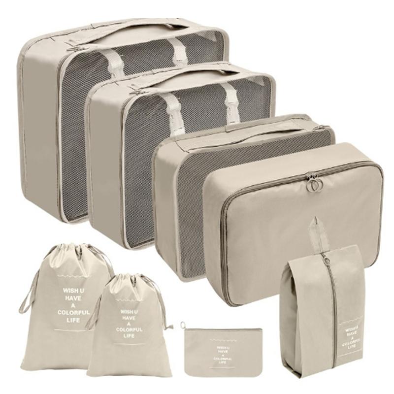 Bộ Túi Đựng Đồ Du Lịch, 8 Món, Dung Tích Lớn, Túi Đựng Mỹ Phẩm Và Quần Áo, Túi Đựng Đồ Vệ Sinh Cá Nhân Cầm Tay Túi Đựng Giày, Túi Đựng Đồ Lót, Để Tiết Kiệm Không Gian