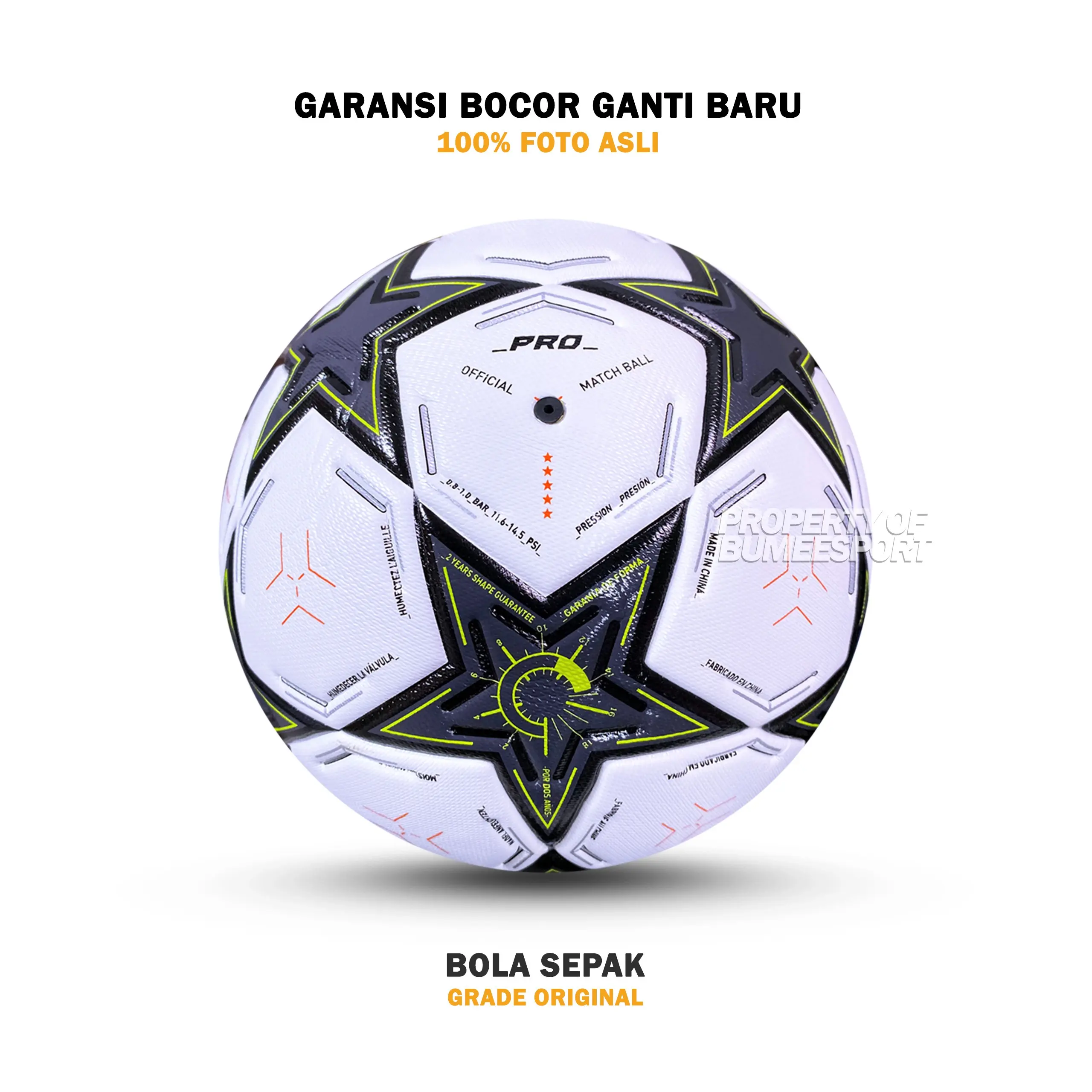 BOLA SEPAK UCL SIZE 5 - BOLA SEPAK JAHIT DAN PRESS ORIGINAL 100% REAL PICT - GRATIS PENTIL, JARING DAN POMPA