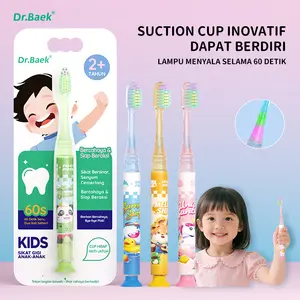 Dr.Baek Sikat Gigi Bercahaya dengan Pengatur Waktu untuk Anak-Anak dan Dasar Berhisap untuk Pembersihan Higienis Halal Dilengkapi dengan Cangkir Hisap di Bagian Dasar untuk Hasil yang Lebih Bersih dan Higienis