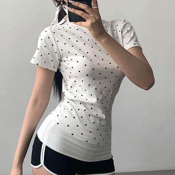 Product Introduction of [Premium] Kaus Lengan Pendek Polkadot Wanita Seksi Gaya Eropa dan Amerika/Atasan Wanita Kekinian 5